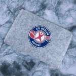 Kleinkramtasche aus Filz hellgrau - CfL Logo